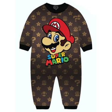 Imagem de Macacão Pijama Super Mario Bros infantil Nintendo Moletom, 2-3 anos