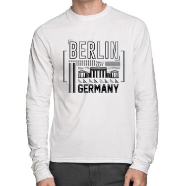 Imagem de Camiseta Algodão Berlim Alemanha Manga Longa - Foca na Moda, Branco, G