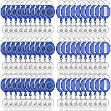 Imagem de Yaomiao Pacote com 60 molinete retrátil para crachá com clipes, carretéis resistentes para cartões de identificação a granel com chaveiro para trabalhadores de escritório, médicos, enfermeiras