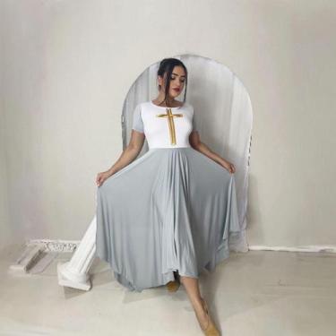 Imagem de Vestido de Dança Coreografia Plus Size Cruz Moda Evangélica - MISS FLO