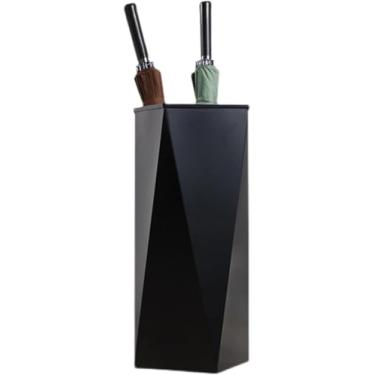 Imagem de Suporte Para Guarda-chuva Moderno De Grande Capacidade, Suporte Retangular De Metal De Fácil Drenagem, Organizador De Prateleira De Guarda-chuva Para Guarda-chuva Longo E Curto, Black
