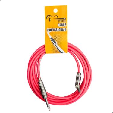 Imagem de Cabo P10 x P10L 3 Metros Vermelho Violão Guitarra Baixo