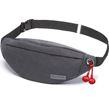 Imagem de Pochete Maxtop para homens e mulheres – Bolsa de cintura com fone de ouvido e 3 bolsos com zíper e alça ajustável para atividades ao ar livre, viagens, casual, corrida, caminhada, festival, dia de Ação de Graças