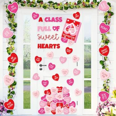Imagem de JarThenaAMCS Conjunto de quadro de avisos para decoração de porta de sala de aula para dia dos namorados, vermelho, rosa, coração, recortes de papel para escola, sala de aula, quadro-negro, decoração