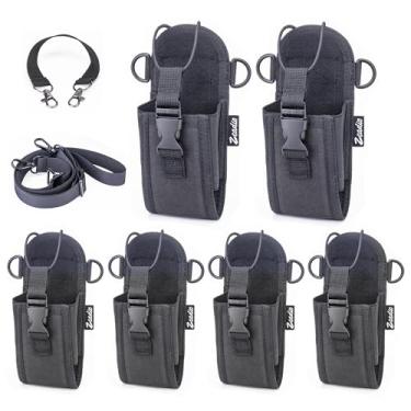Imagem de Zeadio Coldre de rádio bidirecional versátil com alça removível para walkie talkie - bolsa de rádio durável e suporte para atividades ao ar livre (ZNC-J, pacote com 6)