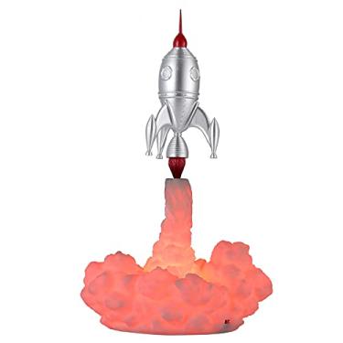 Imagem de Lâmpada de Escritório Foguete Impressão 3D Mesa Cabeceira Luz Noturna LED Quente USB Recarregável Decoração Casa Adulto