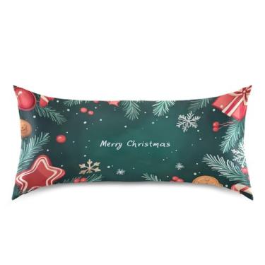 Imagem de Wassud Fronha de cetim para cabelo e pele Merry Christmas fronhas de seda macia king size respiráveis com fecho de envelope