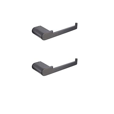 Imagem de Suporte de papel cinza cinza metálico para toalha de banheiro para telefone, suporte de escova de vaso sanitário, acessórios de banheiro, saboneteira (2 peças de suporte de papel)