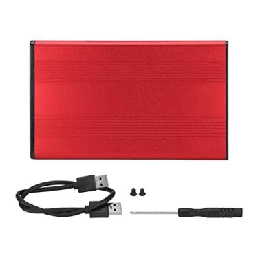 Imagem de lyrlody Gabinete HDD de 2,5 Polegadas, Caixa de Disco Rígido USB 3.0 para SATA Shell Em Liga de Alumínio Taxa de Transmissão de 5 Gbps Com Indicador LED para SSD e HDD SATA até 2 TB (vermelho)