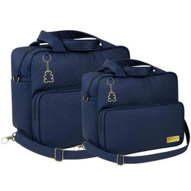 Imagem de Kit Bolsas Maternidade Dulini Baby Ursinho Dourado, Azul Marinho