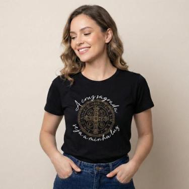 Imagem de Baby Look Católica Medalha de São Bento  Camiseta Premium Algodão com 