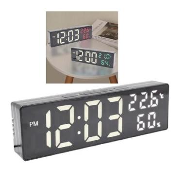 Imagem de Relógio Led Digital De Mesa Cama Calendário Temperatura Moderno Espelh