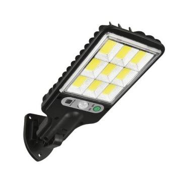 Imagem de Mini Luminária Solar Poste Rua Parede Refletor 108 Cob Sensor Preto - 