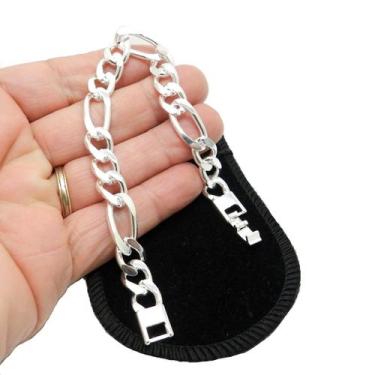 Imagem de Pulseira Masculina 21cm 1cm Largura Folheada Prata PL135 - Wnbijouteri