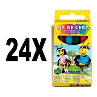 Imagem de Giz De Cera 6 Cores 24g Acrilex Kit com 24 Caixas