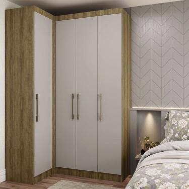 Imagem de Guarda Roupas Modulado de Canto Reto 2 Pecas com 4 Portas Paris Luciane Moveis