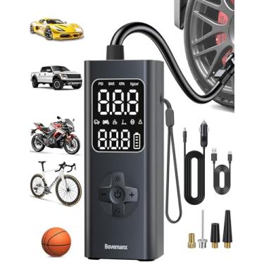 Imagem de Compressor de ar portátil de bomba de ar de pneu de carro, bomba de ar portátil de 150 PSI para inflar/carregar com cabo CC de 12 V, medidor digital, luz LED para carro, motocicleta, bicicleta, bolas