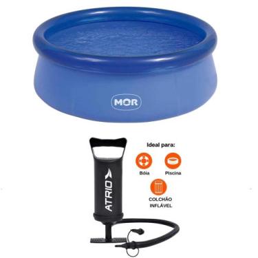 Imagem de Piscina Borda Inflável PVC 3400 Litros Cor Azul Com Kit Reparo e Bomba