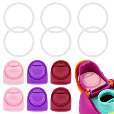 Imagem de ZUGHXMS 6 peças de rolha de substituição e 6 peças de anel de vedação O de garrafa de borracha para Owala FreeSip 680.4 g 947.2 g, tampa superior de silicone, peças de vedação, tampa, tampa