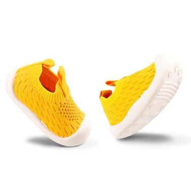 Imagem de Sapatos de caminhada para bebês, crianças, meninas, meninos, sola macia, respirável, de lona de algodão, leve, antiderrapante, seguro, sem cadarço, tênis casual, largo, sola de borracha, corrida ao ar