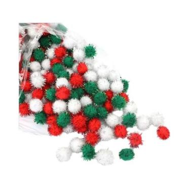 Imagem de Enfeites De Natal Em Forma De Bola De Pelúcia Vermelha E Verde 50100 P