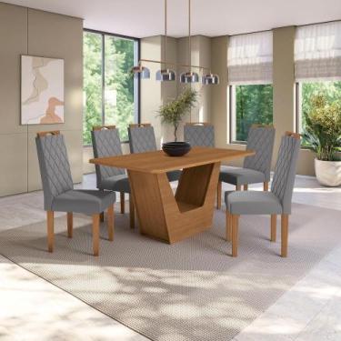 Imagem de Conjunto Sala De Jantar Verbana Kappesberg 6 Cadeiras Veludo Titanio