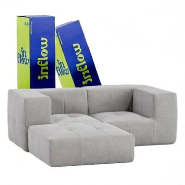 Imagem de Sofá Modular Na Caixa Boucle 2 Lugares Com 2 Braços 1 Chaise - Inflow 