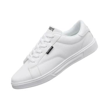 Imagem de Tênis Casuais Leves E Confortáveis Para Skate Masculinos Branco E Pret