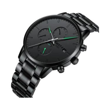 Imagem de Relógio Cronógrafo Masculino Com Mostrador Preto NIBOSI, Relógio De Pu