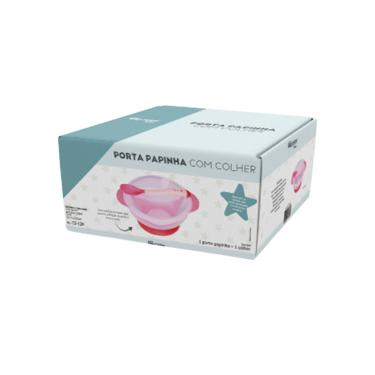 Imagem de Prato Infantil Com Ventosa Colher 350ml Rosa - Western Baby