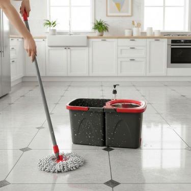 Imagem de Mop Giratório Duo Powermaid Balde Duplo Centrífuga, Preto