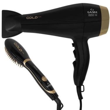 Imagem de Kit Secador e Escova Alisadora Gold Ion Argan - Ga.Ma, 220V