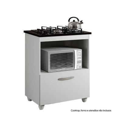 Imagem de Balcão Para Cooktop De 4 Bocas 1 Porta Basculante Salvia Kaiki Móveis Branco