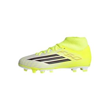 Imagem de adidas Tênis infantil unissex F50 Club Mid Firm Multi Ground Futebol B, Team Solar amarelo/preto/vermelho lúcido, 12 Little Kid