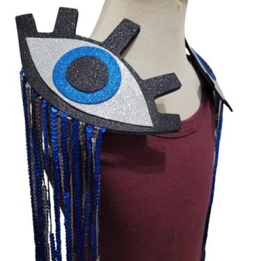 Imagem de Par De Ombreiras Carnaval Paetê Flor Franjas - Lika Bijuterias, Azul o