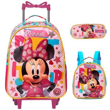 Imagem de Kit Mochila Escolar Menina Minnie Rodinha Com Lancheira - TOYS 2U
