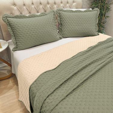 Imagem de Cobre Leito Colcha By-collor Casal 3 Peças Verde-palha - 100% Poliéster
