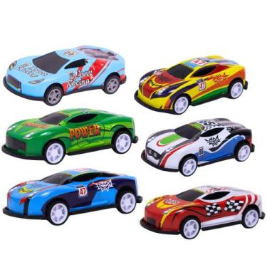 Imagem de Pack 6 Carrinhos Miniatura Sortidos Esportivos Metal 1:64 Pull Back - 