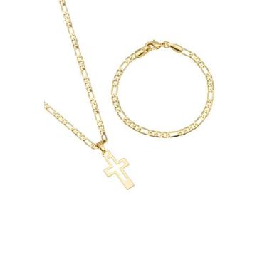 Imagem de Pulseira+corrente Infantil Masculina semijoia banhada a ouro - cy semi