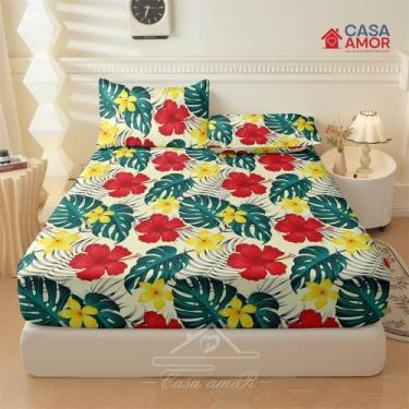 Imagem de Lençol de Elástico Solteiro, Casal e Queen Estampado 400 Fios Não Desb