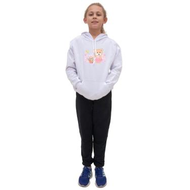 Imagem de Conjunto Moletom Infantil Blusa e Calça Estampada Inverno Com Capuz e Bolsa Para Escola Dia a Dia-Unissex