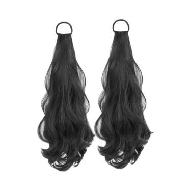 Imagem de Coque De Cabelo Sintético Elástico De 50cm Com Laço, Peruca Rabo De Ca