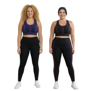 Imagem de Kit 2 Tops Plus Size Fitness Detalhe Neon Academia Conforto-Feminino