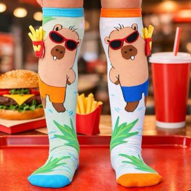 Imagem de Meias 3D Infantil Maluca Divertida Personagens oi - NoBrand, Capivara 