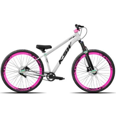 Imagem de Bicicleta KSW do Grau Kit 1x1 Freio Hidráulico Pneus Flame, Branco 4
