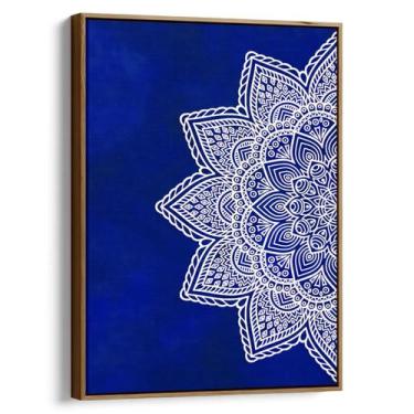 Imagem de Quadro Mandala - Flor Azul em Contraste Vibrante - Mioquadros, 60x40 c