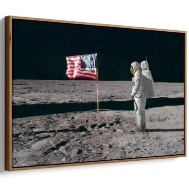 Imagem de Quadro decorativo Homem na lua - Art Canvas, 120 x 80 cm, Tabaco