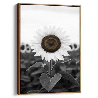 Imagem de Quadro decorativo Girassol Solitário em Campo de Sombras - Art Canvas,