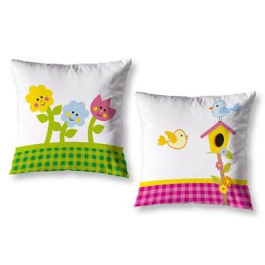 Imagem de Kit 2 Capa de Almofada Estampadas Infantil 40cm x 40cm Zíper invisível