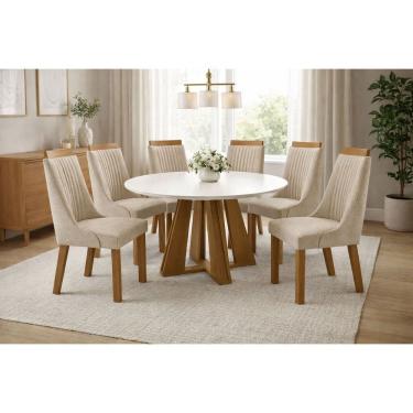 Imagem de Sala de Jantar Redonda 6 Cadeiras - Agnes- Domus Móveis